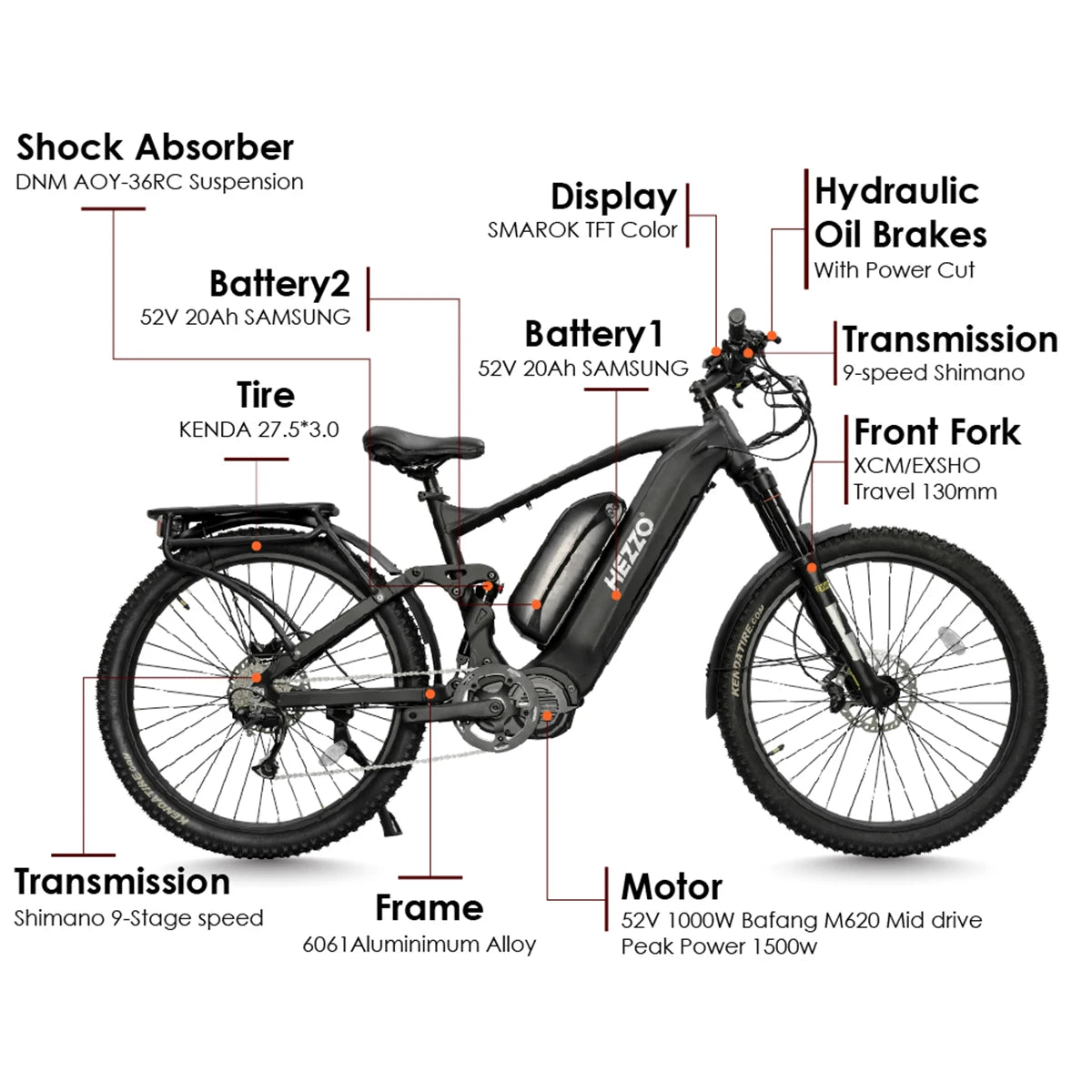HEZZO 52V 1000w Electric Bike